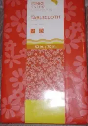 Vinyl Peva Tablecloth NEW 52x70 Rectangle Neon Red Floral