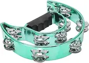Double Row Metal Tambourine with Plating Bells for Percussion Shows and Parties (Green)