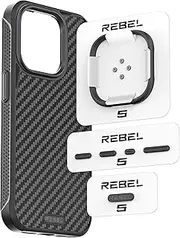 REBEL GEN6/GEN5 Metal Components Upgrade Kit [CNC Aluminum Full Set] Lens Ring, Complete Buttons & Logo Pack for iPhone 16 Pro Max/16 Pro/15 Pro Max/15 Pro/14 Pro Max FLEX/GEN-6/5 Cases (Matte Black)