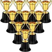 Gold Award Trophy Cups - Pack of 12 Bulk - 5 Inch Plastic Gold Trophies for Party Favors, Props, Rewards, Winning Prizes, Competitions for Kids and Adults by Bedwina