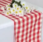 Fabric Polyester Table Runner(14"x108")RED&WHITE CHECKERED BUFFALO PLAID,GINHHAM