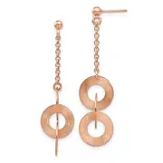Sterling Silver Rose-Tone Post Dangle Earrings