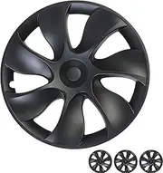LPZAKVE Tesla Model Y Wheel Covers 19 Inch, Symmetrical Matte Black Hubcaps Accessories Fit to Tesla Model Y 2024 to 2021, Set of 4 Pcs Rim Protector (Turbine Style)