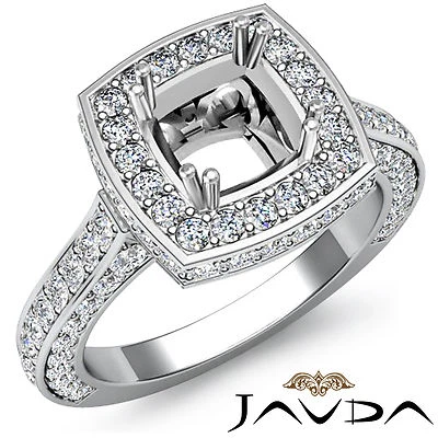 Diamond Engagement Designer Ring Halo Setting 14k W Gold Cushion Semi Mount 1.6C