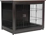 Pet Crate, Wooden Dog Crate, Furniture Dog Crate with Universal Wheels, Medium and Small Dog Pen, Thickened Carbon Steel Wire, Strong Load Bearing, Suitable for Indoor Kennels(Black-S-with-wheels)
