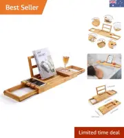 Portable Bamboo Bath Caddy Tray with Safety Slots - Gift-Worthy Bath Organizer