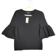 NWT BANANA REPUBLIC Black 322670 Knitted Flutter Sleeve Sweater Top SIZE SMALL
