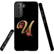 For Samsung Galaxy S21 FE Case Armour Cover, Embellished Letter U