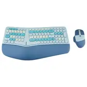 ANYMOB Bluetooth Keyboard And Mouse Combo Set Blue Ergonomic Wireless Portable Device Soft Keys