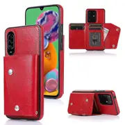 For Samsung A90 5G Wallet Back Cover, PU Leather Case With Card Holder Phone Case - Red