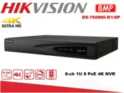 Hikvision NVR DS-7608NI-K1/8P 8-ch 1U 8 PoE 4K NVR