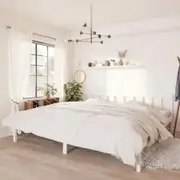 Bed Frame White Solid Wood Pine 183x203 cm King Size