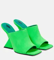 [The Attico] The Attico Cheope suede wedge mules AU 9 green