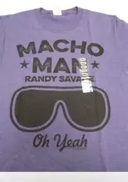 WWE Mens T-Shirt XL Purple Macho Man Randy Savage WWF Slim Jim Wrestling