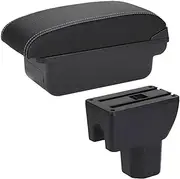 Car Storage Box Armrest Car Accessories Interior Details Retrofit Parts PU Leather for Suzuki for Splash Storage Box(C3 Black White NOUSB3)