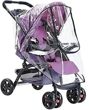 Pram Rain Cover Universal Baby Travel Weather Shield Rain Cover for Buggy Stroller Pushchair Raincoat Windproof Waterproof Stroller Protector Transparent Stroller Rain Cover with Zipper and Window