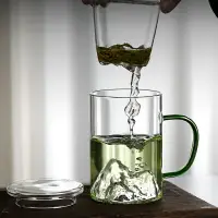 在飛比找樂天市場購物網優惠-茶杯茶水分離加厚耐熱玻璃花茶杯帶蓋辦公室男女大容量過濾泡茶杯