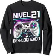 [X.Style] 21st Birthday Spanish Level 21 Unlocked CumpleaÃƒ¯Ã‚¿Ã‚½os 21 AÃƒ¯Ã‚¿Ã‚½os Sweatshirt ds769 Sweater (2XL) Black