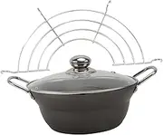 ABOOFAN 1Set Portable Tempura Frying Pot Japanese Style Deep Fryer Pan with Non Stick Surface and Oil Drainer Rack for Fish Chicken and Tempura for Family Picnics
