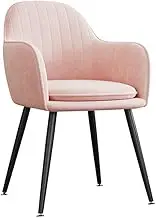 Modern Vanity Seat Makeup Stool with Black Metal Legs for Dressing Table Pink Velvet Seat Northern European Style Shoes Bench for Living Room Bedroom (No Pillow)