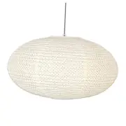 (19.69Inch) Handmade Paper Lamp Shade, Creamy White Oval Hanging Paper Lantern