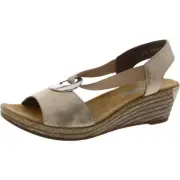 Rieker Womens Silver Stretch Casual Wedge Heels Shoes 40 Medium(B,M) BHFO 3995