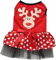 YARNOW Puppy Dog Christmas Dress Adorable Elk Pattern Pet Skirt for Holiday Parties Soft and Durable Material for Pet Costume Celebrations