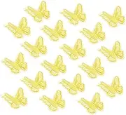 uxcell 20Pcs Butterfly Appliques Embellishments, 2 inches Double Layer Lace Organza Butterfly Patches Sew On Appliques for Wedding Bride Dress Clothes Hat Curtain, Yellow