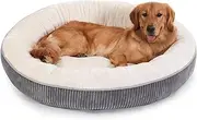 Bedfolks Waterproof Donut Dog Bed,91CM Calming Round Dog Beds for Large Dogs,Washable Anti Anxiety Cuddler Dog Bed with Removable Cover(Dark Grey,Large)