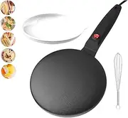 Electric Handheld Pancake Maker, 8Inch Portable Griddle Crepe Maker, Non-Stick Instant Crepe Maker with Long Handle Batter Bowl Auto Thermostat Control for Home Kitchen Black