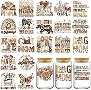 Mama UV DTF Cup Wraps - 20 Sheets Mom Coffee Uvdtf Mug Wrap for 16 oz Glass Water Bottle, Bear Flowers Butterfly Love Transfer Stickers DIY Mug Craft Decals Decoration Holiday Gifts for Mother