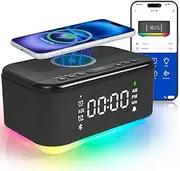 Fansbe Bluetooth Smart Alarm Clock for Bedroom Digital Alarm Clock Dual Bedroom Alarm Clock Night Light Charging Speaker FM Radio Adjustable Snooze Dimmer
