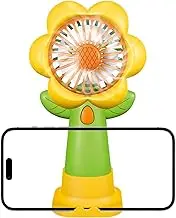 Rechargeable Fan Portable - Flower Rechargeable Portable Handheld Desk Fan with 3 Speeds for Travel - Battery Operated Small Cooling Tool with Phone Holder for Outdoor, Indoor