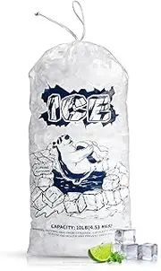 FireKylin Ice Bags 10 lb with Drawstring,50 Pack Plastic Ice Bags for Ice Storage, BD-003