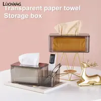 在飛比找蝦皮商城優惠-洛陽牡丹 紙巾盒客廳抽紙盒 透明創意紙巾收納盒