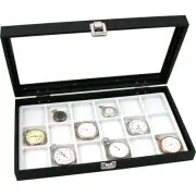 Glass Top Display Case Box White 18 Slot Insert
