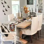 Intriguing Halloween Tablecloth featuring Pumpkin Spider Web and Skull Elements