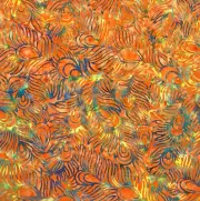 Island Batik - Peacock Galore - Peacock Feather - Pumpkin, Fabric BTY