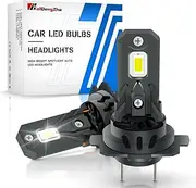 H7 Led Headlight Bulbs, 600% Super Bright H7 Led Bulb 6000K White 80W 18000LM, 1:1 Mini Size 16pcs Chips Led Headlight Conversion Kit, Canbus Error Free Plug and Play Led Bulb Pack of 2