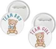 [MINUET MINUTE] 10 Pcs Bear Gender Reveal Button Pins, Team Boy Team Girl Badge Pins, Cute Bear Boy or Girl Button, Pink or Blue Stain Brooch for Baby Shower/Gender Reveal Party Decorations, Medium, Plastic, no