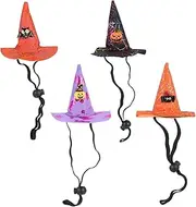 Alasum 4Pcs Festival Pet Hat Adorable Halloween Witch Hats for Cats Dogs Comfortable Breathable Costume Accessories for Parties Photo Shoots