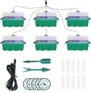6 Pack Seed Starter Tray with Grow Light, Greenhouse Mini Plant Seeding Kit, Ind