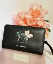 NWT RADLEY LONDON IN BLOOM BLACK LEATHER Scottie Terrier Dog BI FOLD WALLET