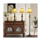 3 Piece Living Room Lamps, Vintage Table Lamp and Floor Lamp Set of 3, Stable...