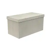Flexi Storage Living 760 x 380 x 380mm Soft Grey Linen Rectangle Storage Ottoman