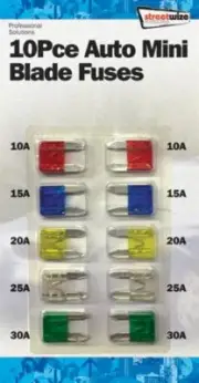 MINI 11mm BLADE PACK of 20 MIXED FUSES CAR CAMPER CARAVAN 10 - 30 AMP