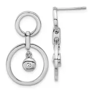 Stainless Steel Polished Cz Circles Post Dangle Earrings