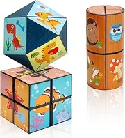 3D Magic Cube Set, Infinity Star Cube Fidget Toy Transforms Puzzle Cubes for Kids and Adults (3 Packs)