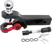 Trailer Hitch Ball Mount With Tow Shackle And 3/4" Hitch Pin Clip For Heavy Multifunctional 2 In 1 Fits 2Inch Hitch Receiver