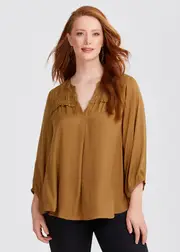 [TS] Taking Shape Luxe Florence Shirring Top Size 10 in Cinnamon - Plus Size Women's Clothing Cinnamon